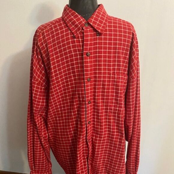 Structure Cotton Red/White Plaid button-down shirt, size XL - Picture 1 of 3